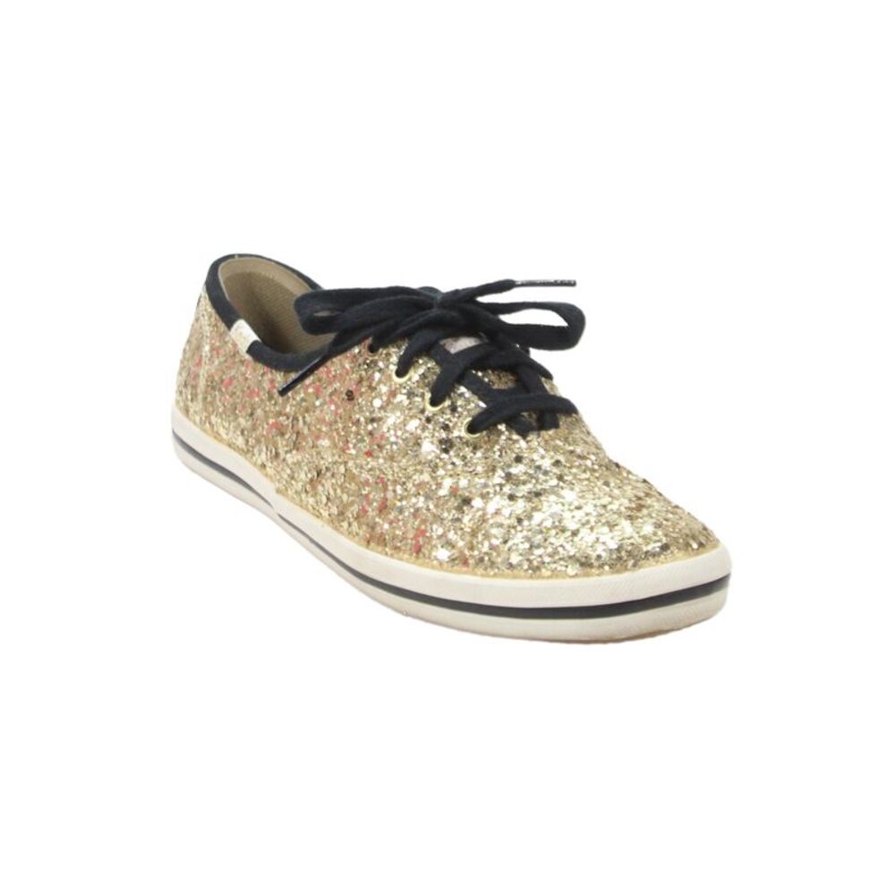 Keds x Kate Spade Womens Glitter Low Top Sneakers Gold Size 7.5 Medium
